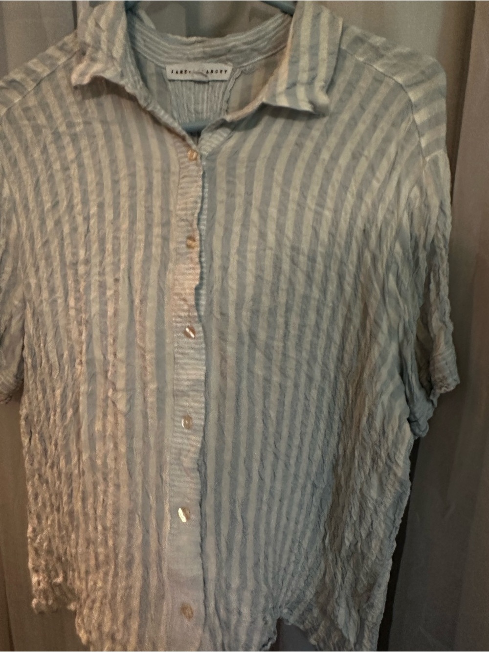 Jane & Delancey Light Blue Linen Top - Picture 3 of 10